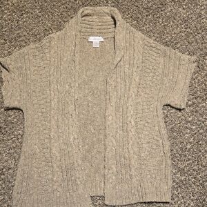 Christopher & Banks Open Cardigan Tan Marl Tweed Knit Shawl Sweater